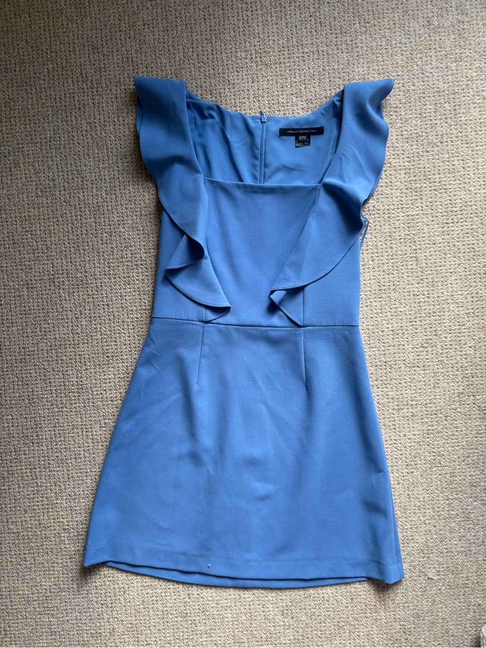 French Connection Sky Blue Ruffle-Trim Mini Dress